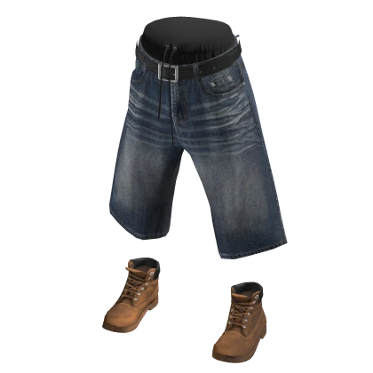 💗Y2K BERMUDA DENIM SHORTS WITH SHOES_BLUE