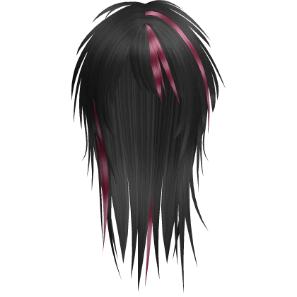 Black Messy Spikey Scene Emo Hair (Raccoon Pink)