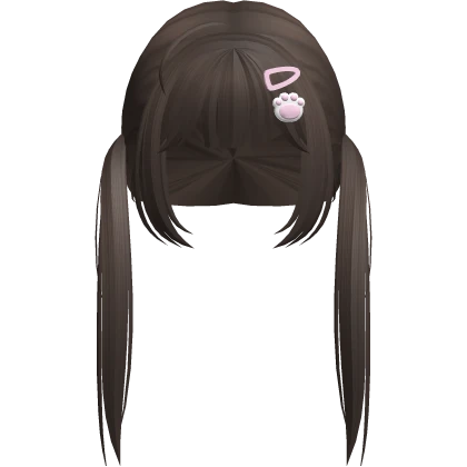 ♡ : kawaii brown low pigtails w hairclips 