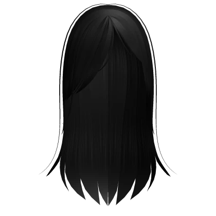 gothic side bang long hair black