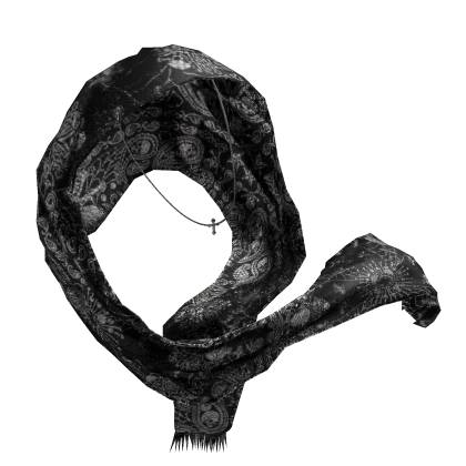 Black Long Hood Scarf w/ Cross V2