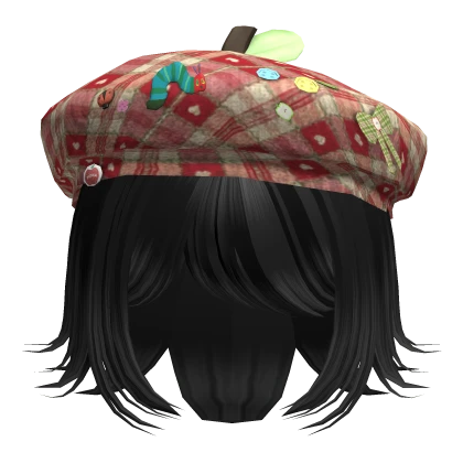 ♡ Black Short Spiky hair & Mori kei Igari Beret