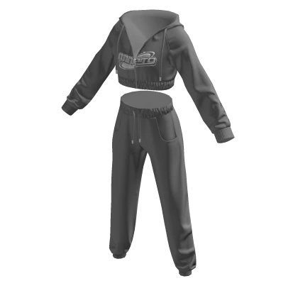 NINET9 Cropped Tracksuit Grey & White