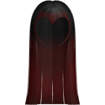 Long Vamp Hime Cut Black Hair w Heart Shaped Bangs