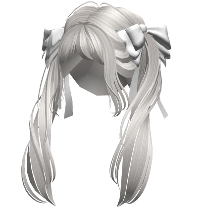Twisted Pigtails w/ Cute Bows - White