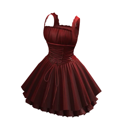 Mini Laced Gothic Dress - Red