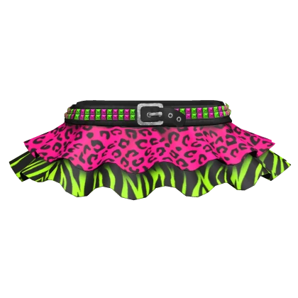 Scene Leopard Zebra Print Skirt Studded Belt 3.0