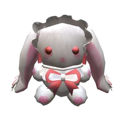 (BACK) Fluffy Plush  Bunny Pink White and Red