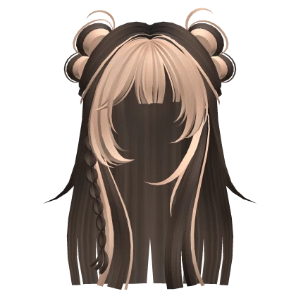 Brown&Blonde Y2K Long Hime Hair w/ Braids & Buns