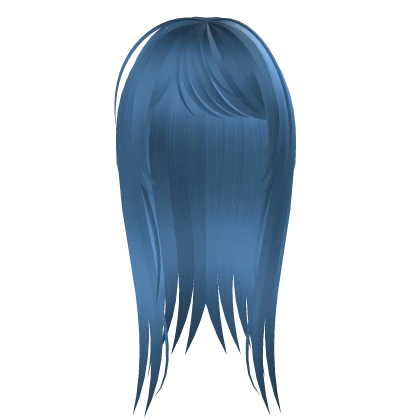 Long Straight Blue Layered Hair W Bangs