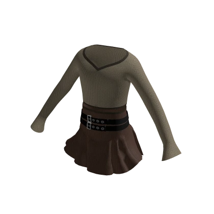 Emo Goth Skirt Outfit LightBrown