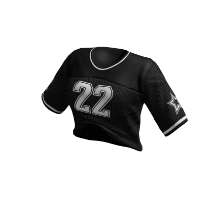 Jersey Tucked Black 22 Loose Cropped Crop Top Y2K