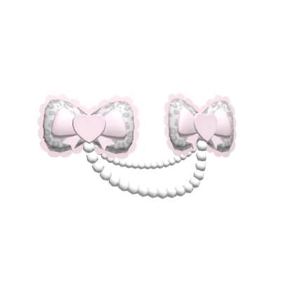 ✿ pink leopard kawaii gyaru hime pearl bow clip
