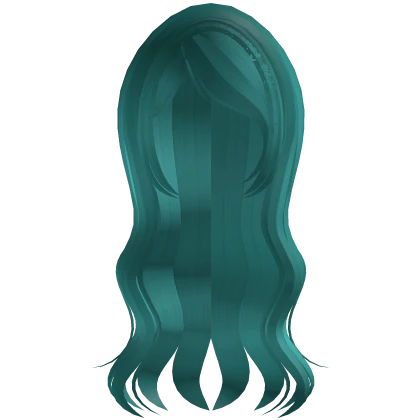 Wavy Teal Long Layered Hair W Bangs