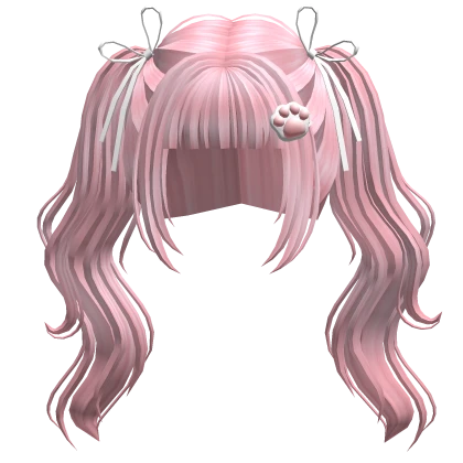 ♡ kawaii wavy pigtails w/ bows (pink)