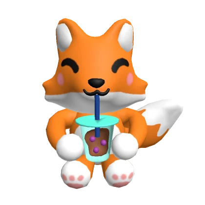 Cute Fox with Boba Tea | Shoulder Buddy