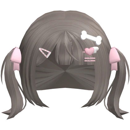 ♡ cutecore short pigtails /w ribbons hair gray