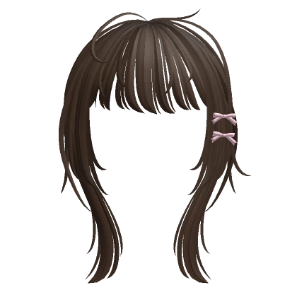 brown messy long anime bangs with bows