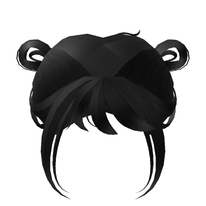 Black Kawaii Fluffy Hair With Cute High Buns