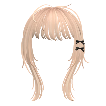 blonde messy long anime bangs with bows