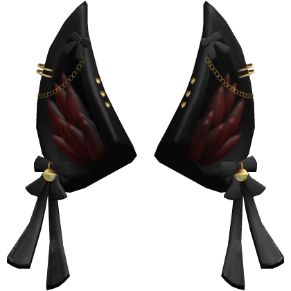 Black Ribbon Pointy Cat/ Fox Ears V3