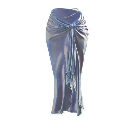 White Summer Iridescent Mermaid Flowy Wrap Skirt
