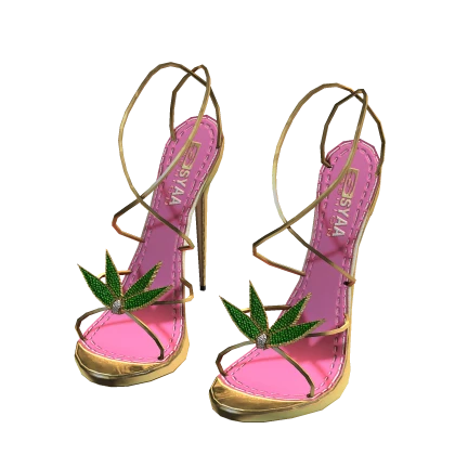 y2k ☆ tropical flower gold heels  (Syaa ver.)