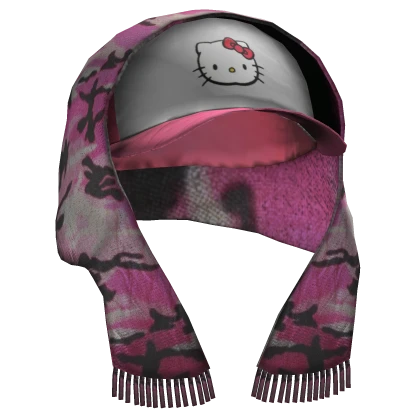 Hello Kitty Hat w/ Head Scarf - Pink Camo