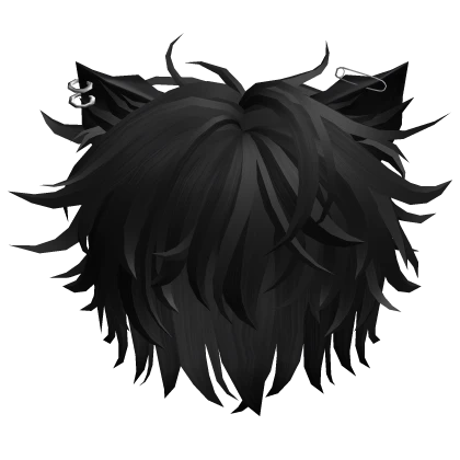 Messy Emo Punk Kitty Boy Hair in Black