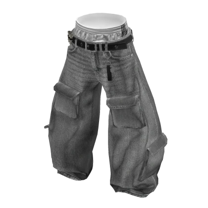 💗Y2K OVERSIZED CARGO JEANS_GREY