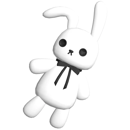 gothic kawaii white bunny plush on the floor