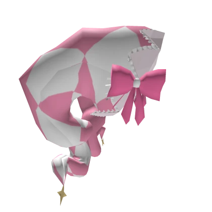 Cute Pink Checkered Jester Hat With Bows