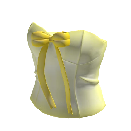 Yellow Classic Corset Top With Yellow Bow Ribbon