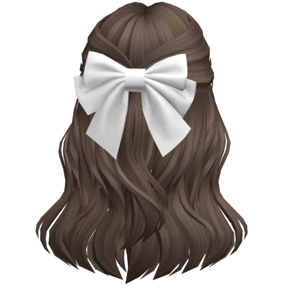 Soft Flowy Half up Hair w/ white Bow (Brown)