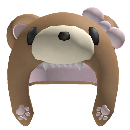 fluffy brown bear plush hat