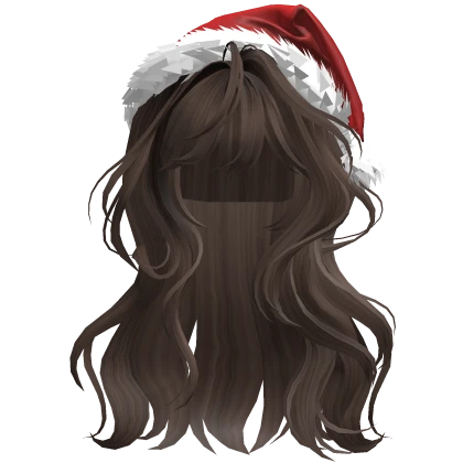 Brown Wavy Hair w/ Santa Hat