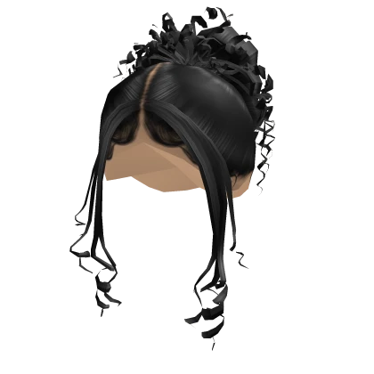 Lovely Curly Bun Black Sleek Hair [Tone 1]