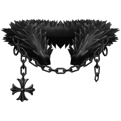 Black White Chained Chrome Pendant Neck Fur