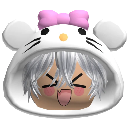Cute Hello Kitty Hood w White Hair