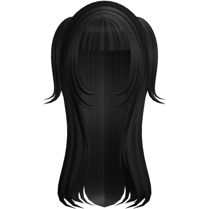Angelic Long Hair w Fluffy Pigtails Black