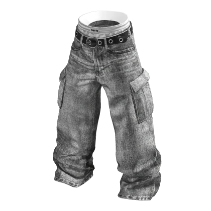 💗Y2K LAYERED DENIM CARGO PANTS_GREY