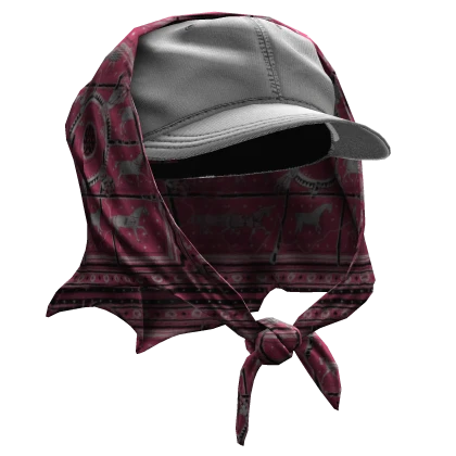 Vintage White Cap w/ Pink Bandana Headwrap