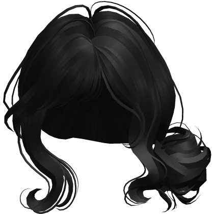 ♡ side bun swirly hairdo in black 