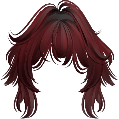 Cute Messy Anime Wolf Cut Bangs (Dark Red)