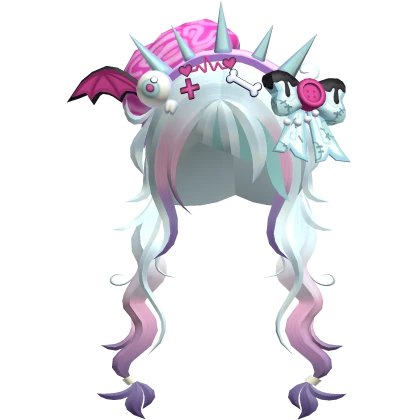 pastel goth blue and pink wispy brain pigtails 