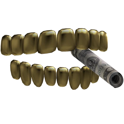 Gold Grills w/ Rolled Dollar Bill Y2K Street