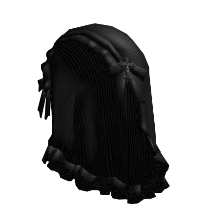 Black Striped Veil w/ Ruffles & Gothic Crosses