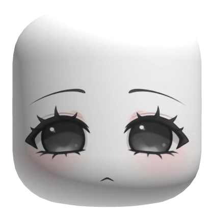 Cute Dreamy Chibi Face with Black Eyes - White