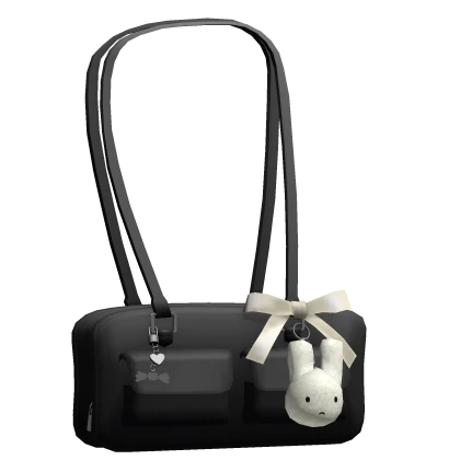 ♡ Vintage Leather Bag w Charms Black 3.0