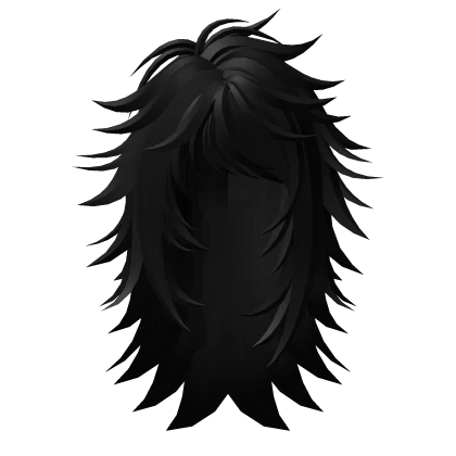 Long Emo Scene Side Part Wolf Cut Hair in Black